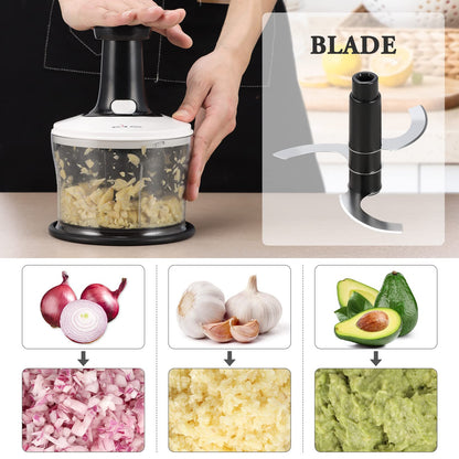 Smile mom Vegetable Chopper Food Chopper, Quick Hand Press Chopper Dicer, Pro Food Cutter, Easy to Chop Vegetables, Fruits, Herbs, Salsa, Puree, Pesto, ABS Food Grade Material 1.2L White