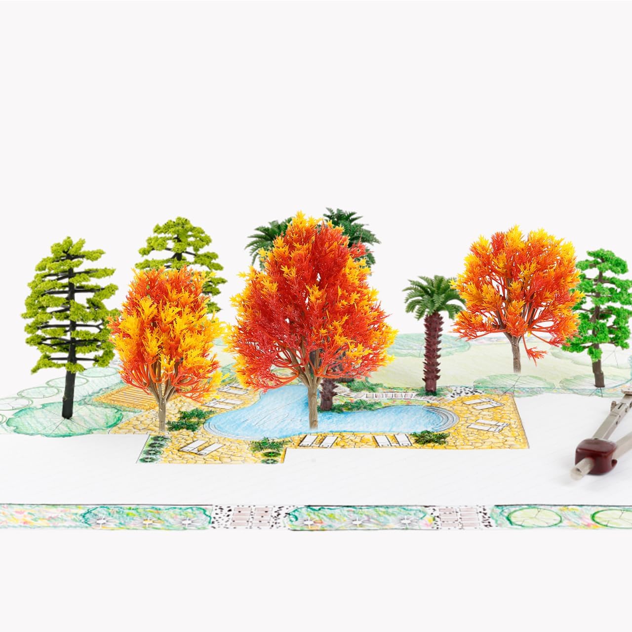 SUPVOX Mini Maple Tree Plant, Artificial Maple Tree Plastic Model, Miniature Figurine, 4pcs for Fairy Garden
