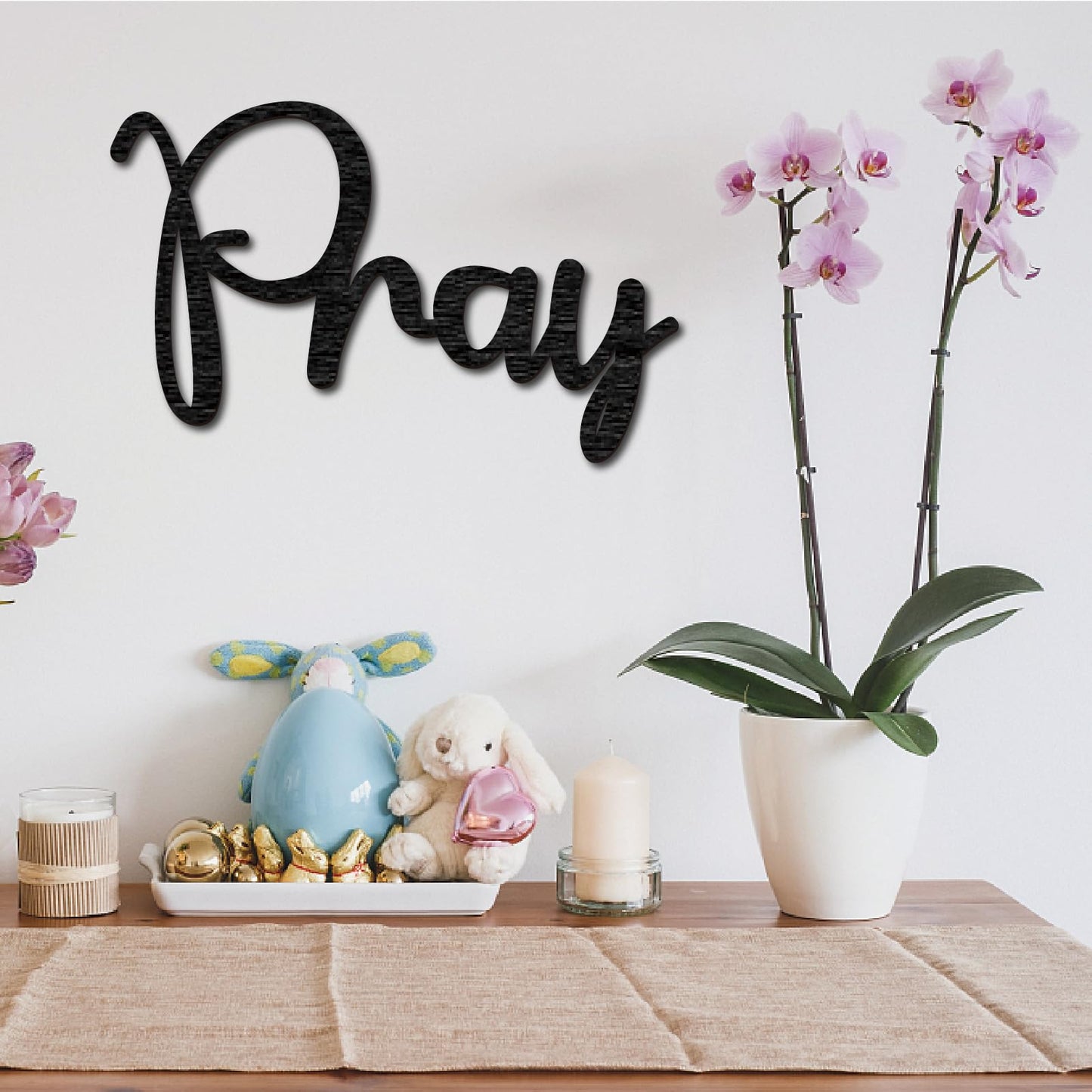 CREATCABIN Pray Wooden Sign Word Wood Cutout Decorative Unfinished Letter Ornaments Laser Cut Wall Art Sculpture for Wreath Home Apartment Farmhouse Porch Party Decoration Painting Crafts 11.8x7.5in