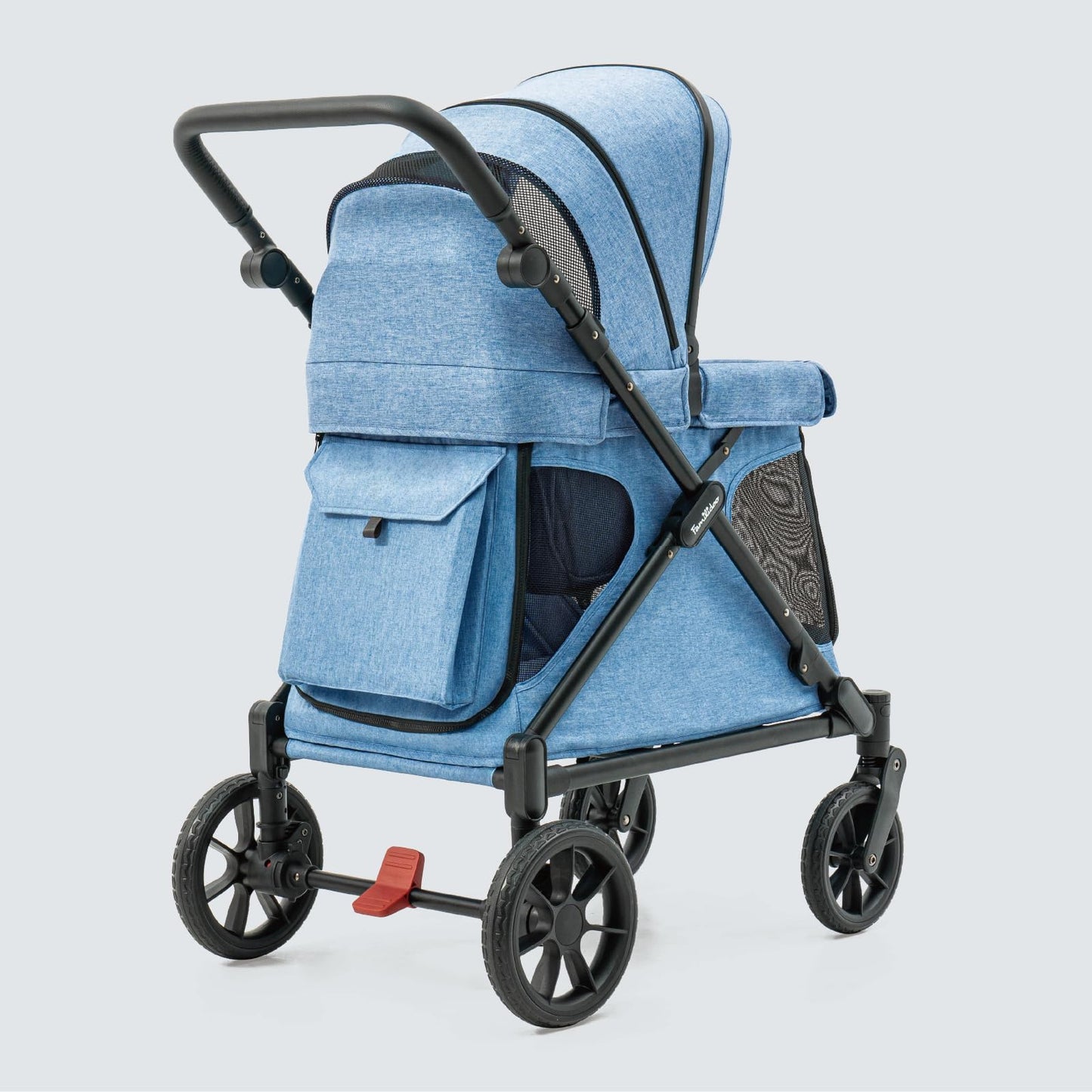 Familidoo Q1 2.0 Multi-Use Kids Wagon Stroller – Foldable, Lightweight & All-Terrain for Kids & Pets – Magnetic Safety Harness, Rain Cover & Compact Travel Design – Up to 132 lbs (Denim Blue)