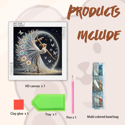 TDFERAN 30X30 Diamond Paintings Ballerina Dancer Dream Ballet Girl Diamond Art Kits Diamond Painting for Home D閏or Items Flowers Under Skirt Full Drill Ballet Dancer Diamond Art Gift for Adult