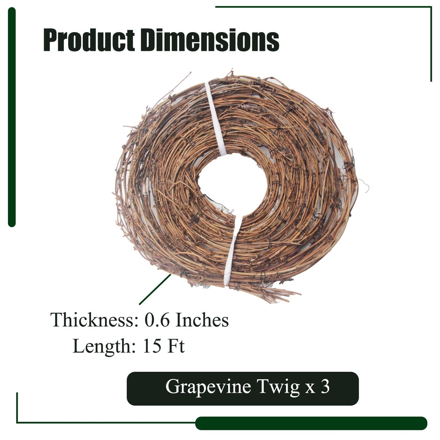 15 Feet Grapevine Garland DIY Crafts Natural Grapevine Twig Vines, 3 PCS Vines Garland Wreaths for Wedding Christmas House Holiday Door Vase Wall Decor