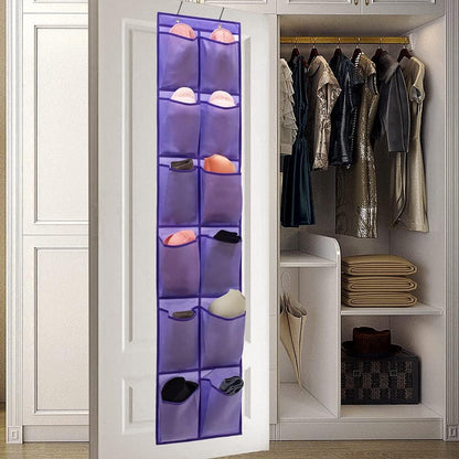 Hanging Storage Organizer Over the Door Shoes with 12 Large Fabric Pockets for Closet Shoe Holder (PURPLE)