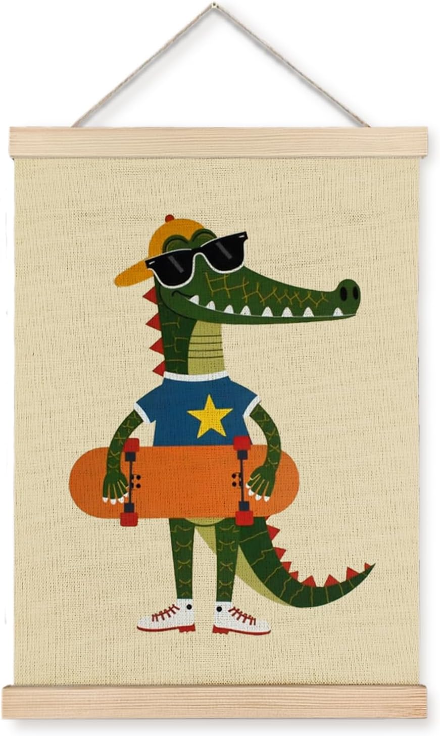 12x16 Inch YTRGI Crocodile Skateboard Nursery Wall Art Decor, Kids Room Decor, Trendy Alligator Animal Poster Hanger