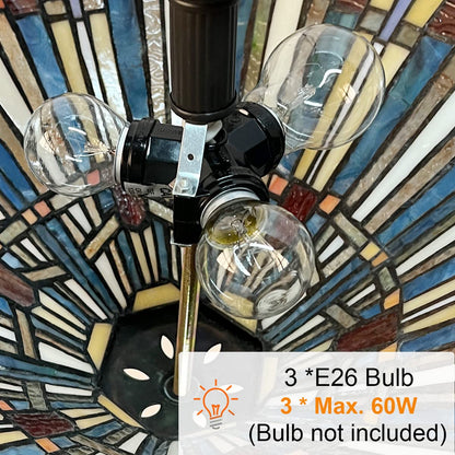 COTOSS Tiffany Pendant Light Fixtures,22" Wide Stained Glass Inverted Ceiling Pendant for Dining Room,Antique Style 3 Lights Hanging Lamp for Living Room Kitchen Entryway