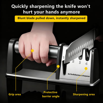 Knife Sharpeners, 4 in 1 Professional Chef's Kitchen Knife Accessories, Kitchen Blade & Scissors Sharpening Tool, Versatile Manual Knife Sharpener, Easy to Use, for Kitchen Knife