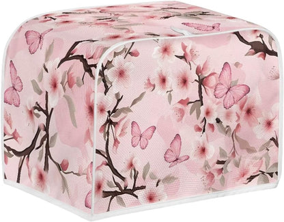 Mumeson Pink Butterfly Toaster Protection Cover, Kitchen Accessories Decor, 2 Slice Toaster Cover with Pockets