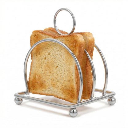 Hemoton Stainless Steel Toast Rack Holder – Multi-Functional Bread Organizer for Slices, Books, Recipes – Space-Saving Countertop Kitchen Storage Rack, 4.09"X3.18"X3.18", Silver