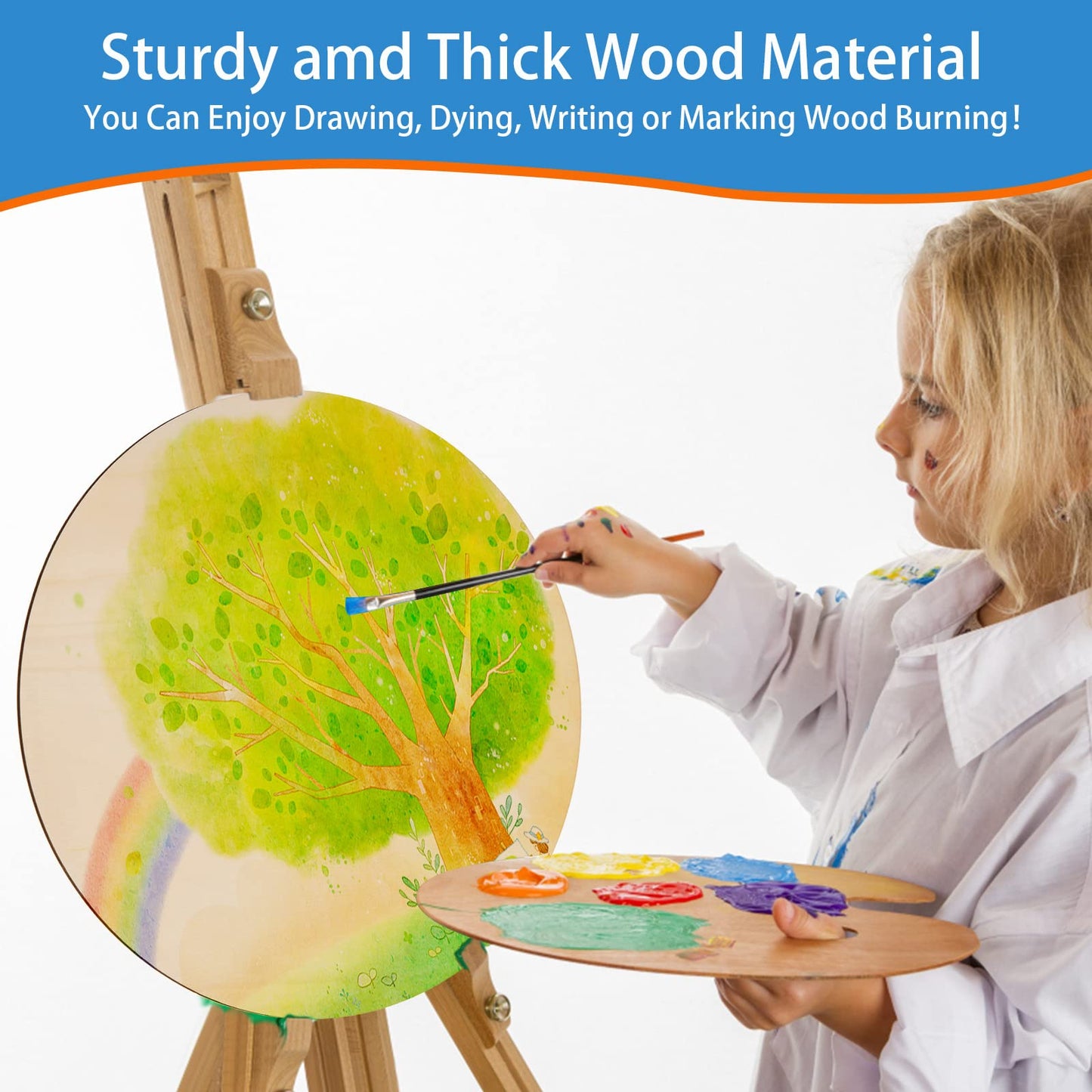12 Pack 18 Inch Round Wood Circles for Crafts Unfinished Wood Circles Natural Round Wooden Discs Blank Wooden Signs Cutouts for Door Hangers, Door Design, Signs Making, Wood Burning, Painting