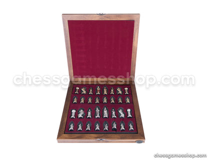 Chess and Games Shop Muba Luxury Handmade Chess Set - Brass Chessmen, Rosewood Mosaic Chess Board - Gift Item, 2 Players, Age 8+