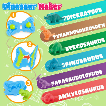 Dough Tools Set, 34 Pcs Dough and Clay Accessories with Stamp, Cutters, Dino Maker, Animals Molds, Rolling Pins, Modeling Clay Play Tools Kit for Boys Girls