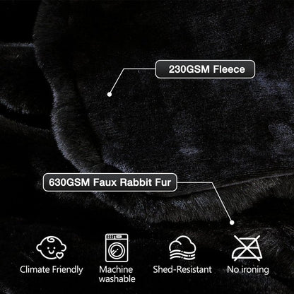 ORINOVA Black Fluffy Thick Fur Throw Blanket 50x60 for Bed Couch Office Chair Bunny Soft Blanket for Adults Gift Home Living Room Decorative Decor 860 GSM