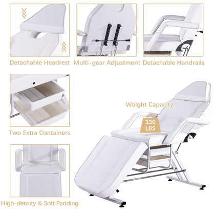 HeureuxBoBo Massage Salon Tattoo Chair, 3-in-1 Adjustable Facial Bed, Massage Table with Hydraulic Stool, Multi-Purpose Esthetician Bed for Beauty Spa, Barber, Lash & Tattoo Service