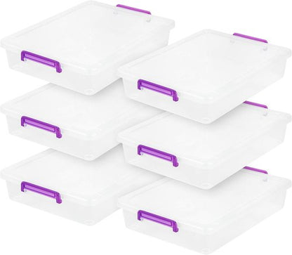 IRIS USA Craft Storage Container Bins - 6 Qt. Clear Organizer Tote with Lids | Stackable & Secure for Art & Office Supplies