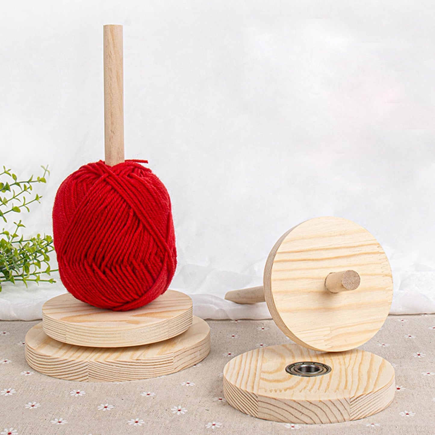 Maxmoral Rotatable Wooden Yarn Holder Hand Woven Winding Spool Knitting and Crochet Accessories Base Diameter 4.7 Inch Height 10 Inch