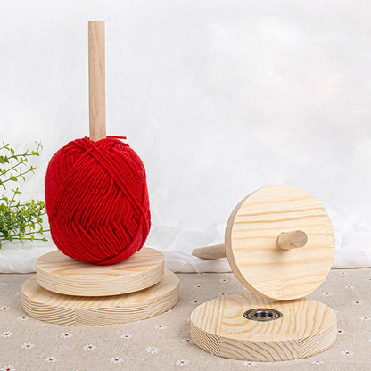Maxmoral Rotatable Wooden Yarn Holder Hand Woven Winding Spool Knitting and Crochet Accessories Base Diameter 4.7 Inch Height 10 Inch