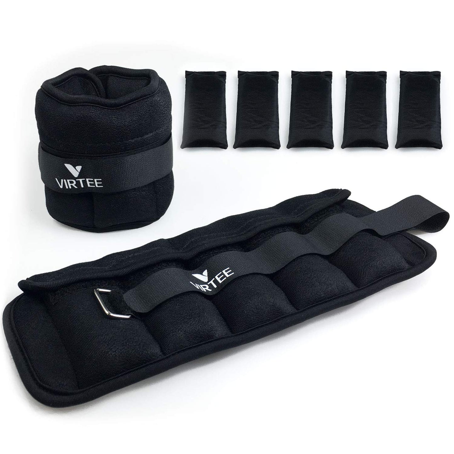 Virtee Adjustable Ankle Weights for Women Men Kids, Wrist Weight Set 1-5 lbs (1 Pair) with Removable Weight for Jogging, Walking, Gymnastic, Workout, 0.5-2.5 lbs Each Pack, 2 Pack