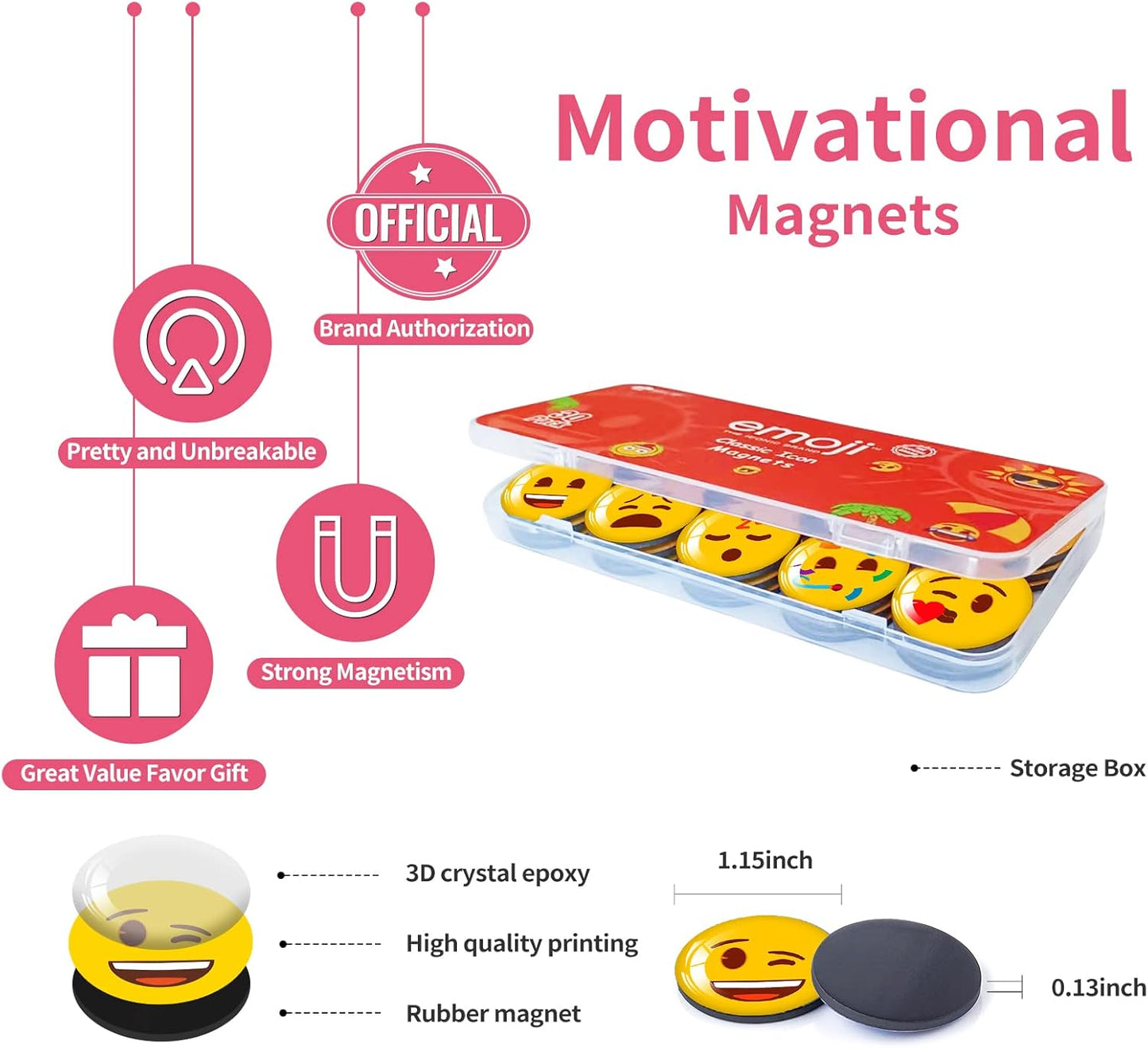 MORCART 30PCS Emoji Magnets for Fridge, Decorative School, Office, Kitchen, Funny Cute