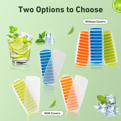 Water Bottle Silicone Ice Cube Tray by Lily's Home - 3-Piece Quick-Freeze Ice Trays with 10 Ice Cube Slots – Silicone Ice Cube Tray Set Makes 30 Ice Cubes, With Lids