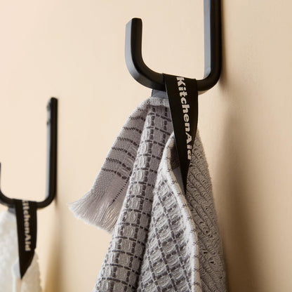 KitchenAid Gourmet Series Gridlines Kitchen Towels 3-Pack Set, 100% Cotton Absorbent, Matte Grey, 18"x28"