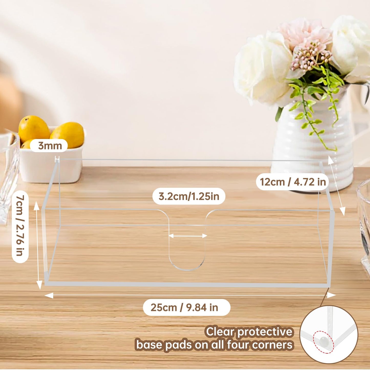 Acrylic Countertop Paper Towel Dispenser, Bathroom Paper Towel Holder, Clear Acrylic Napkin Holder (3mm Acrylics) Multifold C-Fold, Z-Fold, Trifold Paper Hand Towel Dispenser for Bathroom Toilet