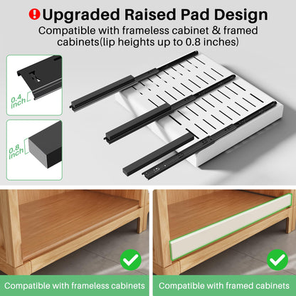 Pull out Cabinet Organizer, Expandable(12"-20") Heavy Duty Slide out Drawers Fixed with Adhesive Nano Film for Pots, Roll out Shelf Storage for Kitchen Base Cabinet, Pantry, Bathroom Cupboard