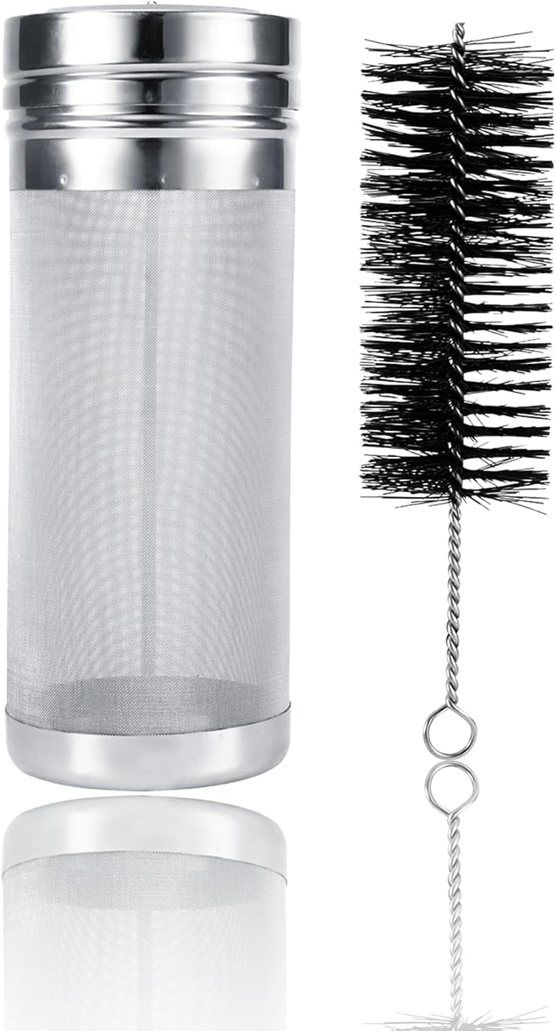 Beer Dry Hopper Filter, 300 Micro Mesh Stainless Steel Beer Hop Strainer with Cleaning Brush for Homebrew, Wine, Coffee