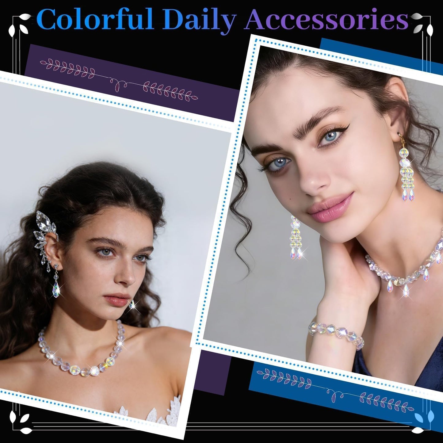 2836 Pcs Glass Beads for Jewelry Making – High Shine, Faceted Cut Design Crystal Beads, Crystal Beads with Loose Beads, DIY Bracelet Necklace Earring Craft Kit with Organizer Box, AB Color