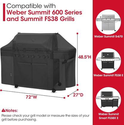 Unicook Grill Cover - Heavy Duty Waterproof Protector for Weber Summit 600 Series | Fade Resistant BBQ Cover