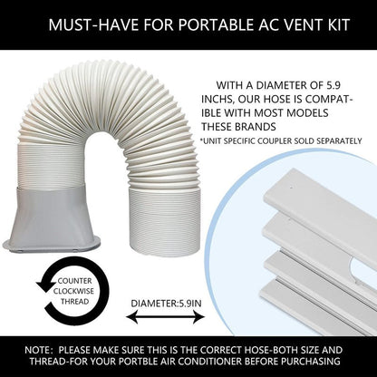 LEZIFU Portable Air Conditioner Kit with Hose, Adjustable Window Seal with 5.9 Inch Diameter 59" Length Hose for Vertical/Horizontal Window