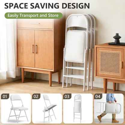 MAKE CHANGES 16 Pack Folding Chairs, PU Leather Folding Dining Chairs with Padded Cushion Seat & Back, Indoor Outdoor Folding Chair Set for Home Office, Parties, Events, Wedding, Extra Guest Seating