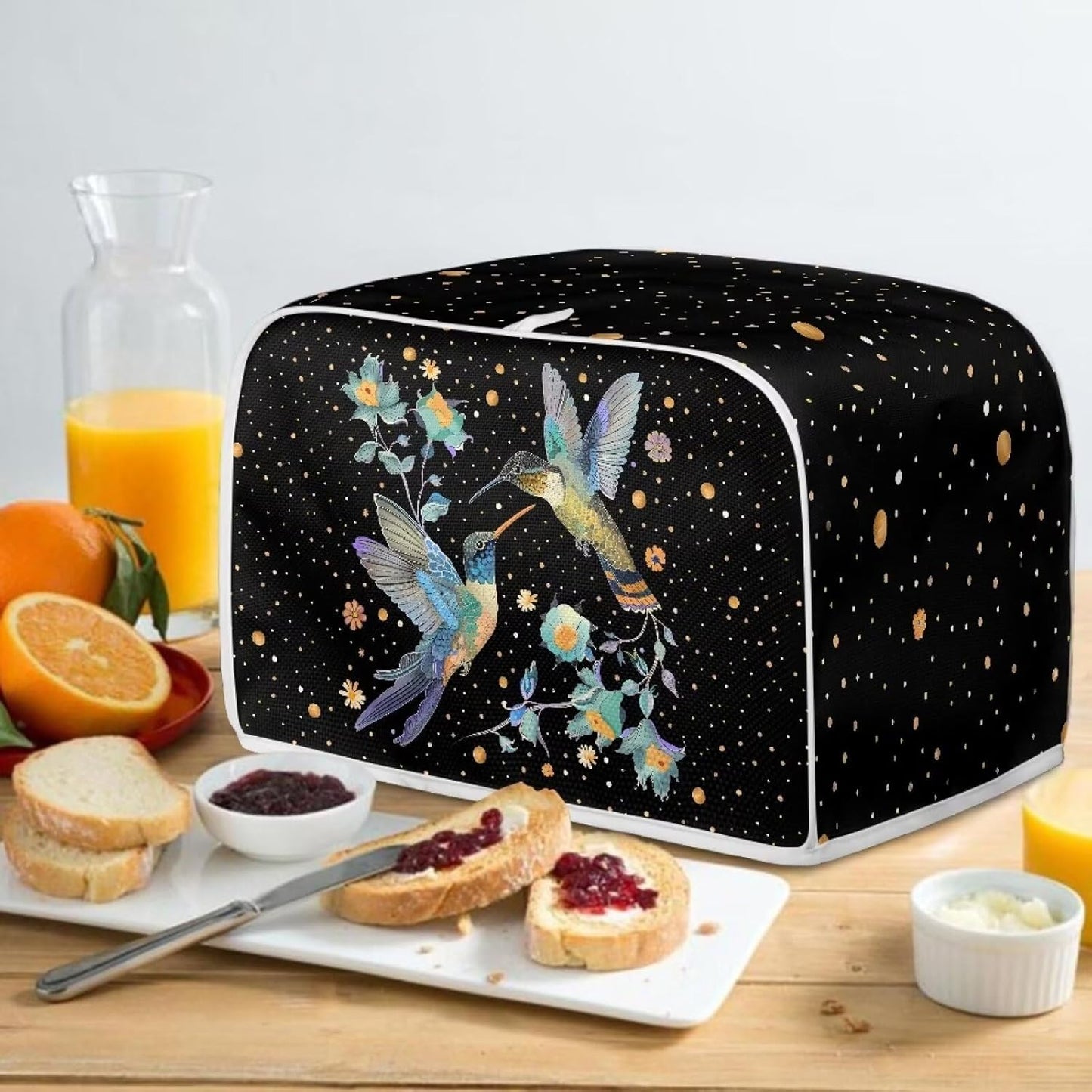 Toaster Cover for 2 Slice Bread Toaster Oven, Waterproof Dustproof Cover for Kitchen Accessories, Birds Floral Print
