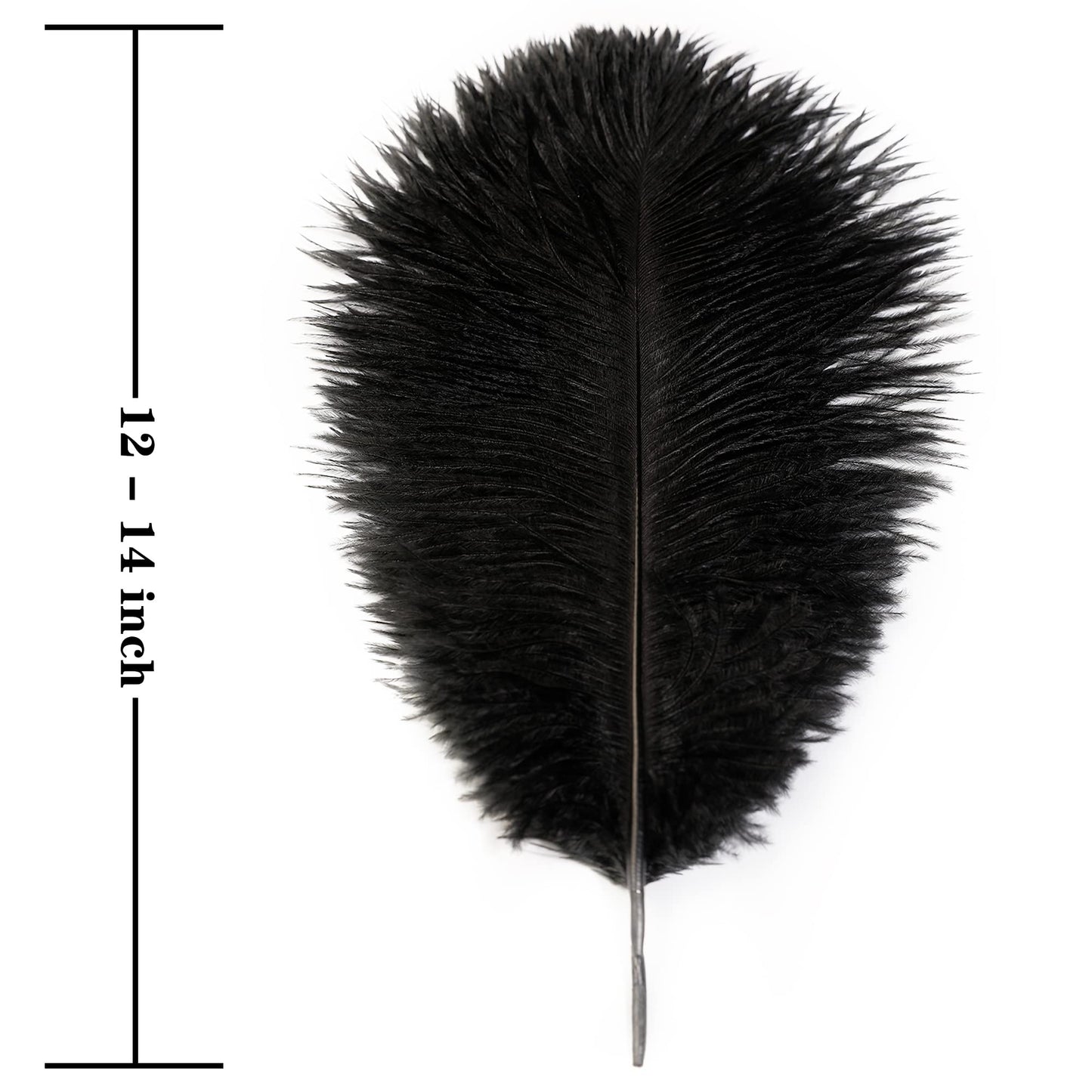 Soarer Black Large Ostrich Feathers - 15 pcs 12-14inch Craft Feathers for Gatsby Wedding Party Centerpieces,Flower Arrangement and Home Decoration.(Black)