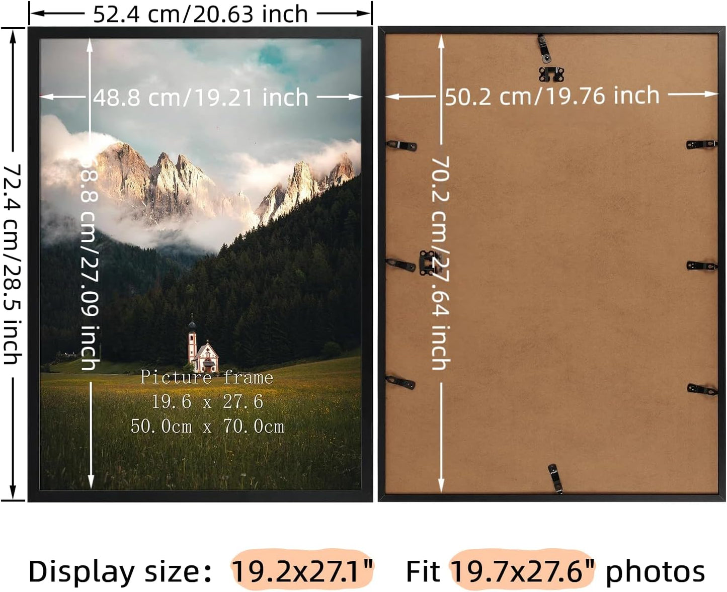 19.7x27.6 50x70cm 1000 Giftgarden Puzzle Frame Black, Picture Frame for Pieces Puzzles Wall Display, Single