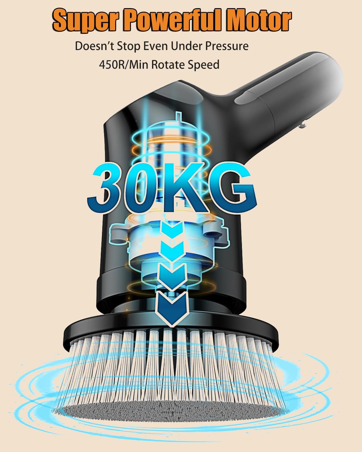 Electric Spin Scrubber - Upgraded Bathroom Cleaning Brush with 2 Speeds, 3 Replaceable Brush Heads & Adjustable Handle