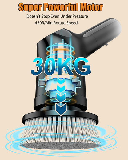Electric Spin Scrubber - Upgraded Bathroom Cleaning Brush with 2 Speeds, 3 Replaceable Brush Heads & Adjustable Handle