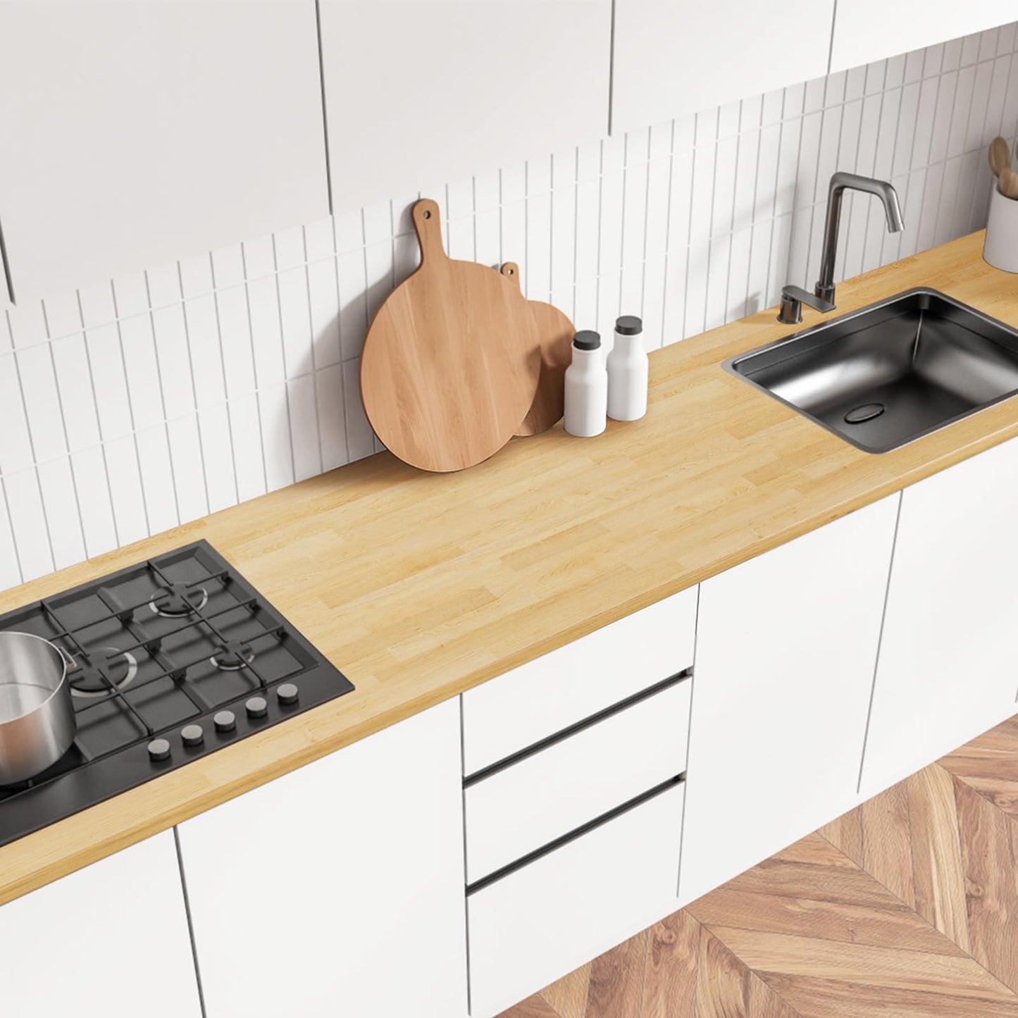 Unfinished Birch Butcher Block Countertop - Solid Wood Cutting Board for Kitchen Island, DIY Desk & Washer Dryer Top, Customizable Surface - 98" x 25" x 1.5" Thick