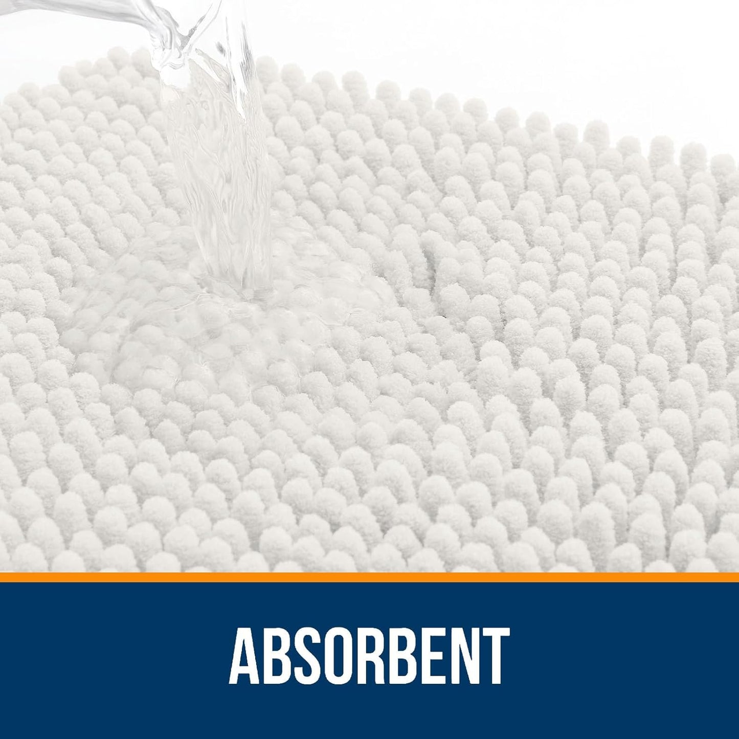 OLANLY Large Bathroom Rugs - Extra Soft Chenille Bath Mats | Quick Dry, Machine Washable, Ivory 59x35