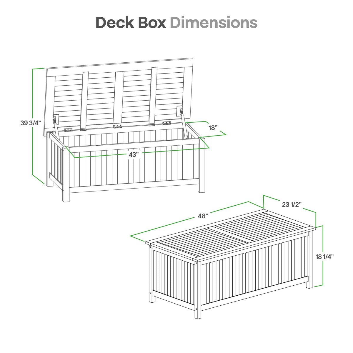 Cambridge Casual Arie 48-Inch Teak Outdoor Deck Box Storage Chest – Weather-Resistant Patio Organizer with Soft-Close Lid for Pool or Garden Storage, 49 Gallons