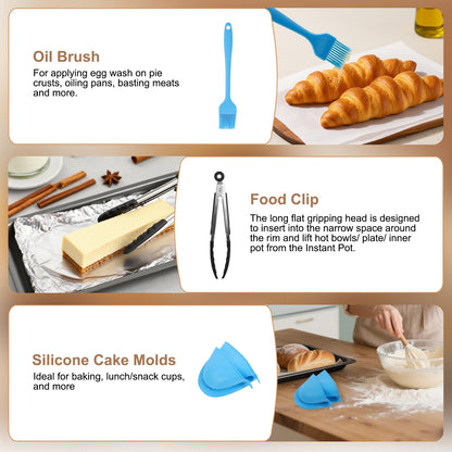 Air Fryer Accessories, 16pcs Set for Ninja DZ401 DZ201 Foodi Dualzone Air Fryers with 100pcs Air Fryer Liners, 2 Non-Stick Pans, Bread,Toasting,Skewer Racks, Food clip, 6 Cake Cups, 2 Mitts