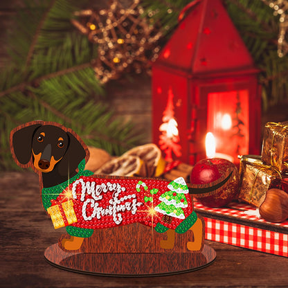 Briwooody 16 Pcs 4th of July Dachshund Diamond Art Kits for Adults - Interchangeable Seasonal & Holiday Decor, Wooden Dachshund Diamond Painting Table Centerpieces for DIY Tiered Tray Home Party