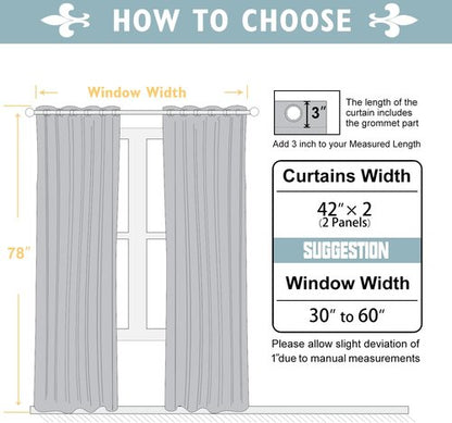 ChrisDowa Blackout Curtains - Thermal Insulated Room Darkening Panels, Light Grey, 42 x 78 Inches - 2-Panel Set