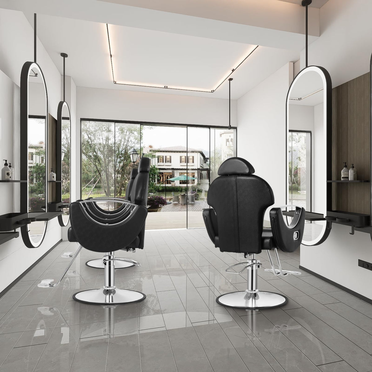 Tythical Salon Chair for Hair Stylist, Reclining Barber Salon Chair with Heavy Duty Hydraulic Pump, 360 Swivel Styling Braiding Hairdresser Chairs for Home Barbershop, Black Sliver