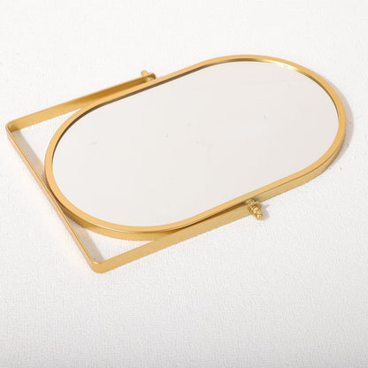 Numjeg Tabletop Mirrors Makeup Mirror Portable Vanity with Metal Frame Desk Table Mirror with 180°Adjust Dressing Room Rotate Good for Bedroom Bathroom