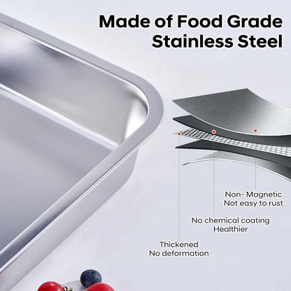 Skiennix 4-Inch Extra Deep Lasagna Baking Pan - 11x14 Inch Stainless Steel Nonstick Casserole Dish with Lid