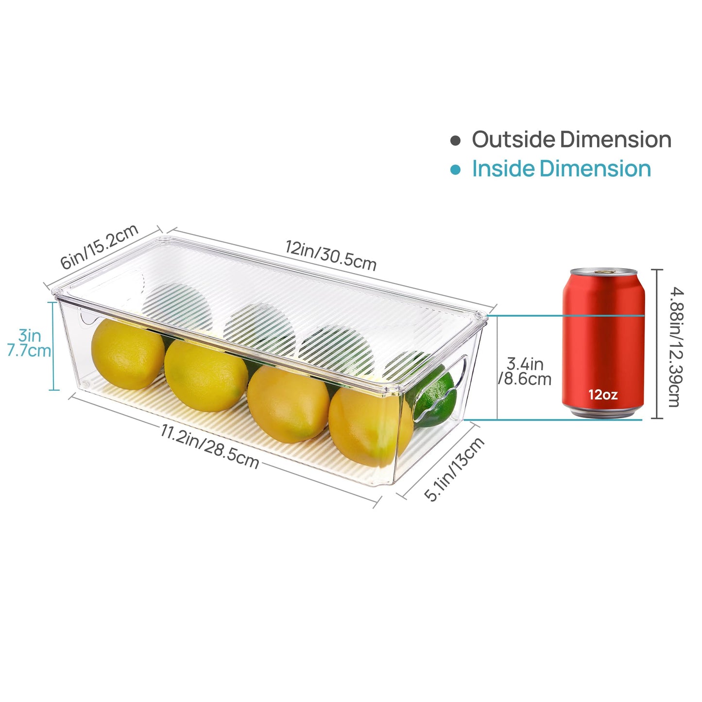 Vtopmart 8pcs Clear Organizers and Storage Bins with Lids, Stackable Plastic Storage Containers with Handles for Fridge, Freezer, Pantry, Cabinet, Kitchen Organization