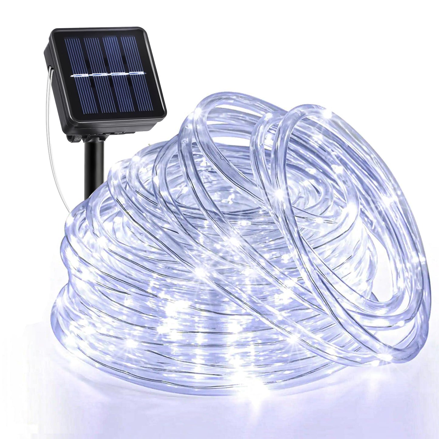Solar Rope Lights, 33FT 135 LED Solar String Lights Outdoor, Waterproof Solar Powered Fairy Lights with 8 Lighting Modes for House Pool Trampoline Backyard Patio Tree Party Decorations, Cool White