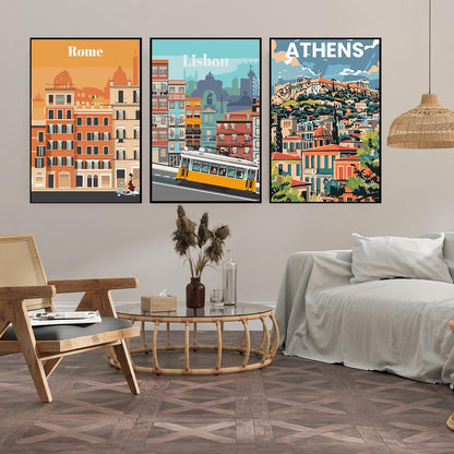 6 Pack Paint by Numbers Kit for Adults Beginner, Travel City Landscape Adult Paint by Number Kits on Canvas, DIY Acrylic Oil Easy Painting by Numbers for Home Wall Decor 8X12 inch (Without Frame)