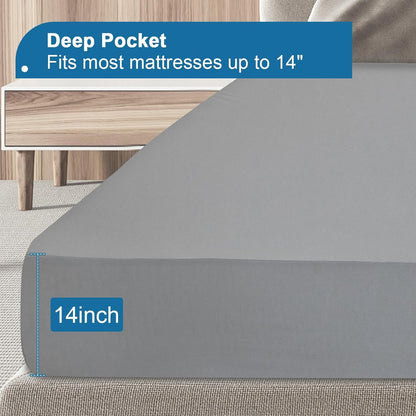 Skiennix Twin Mattress Protector - Waterproof & Breathable Pad Cover for Kids' Beds | Gray, Deep Pocket Up to 14 Inches