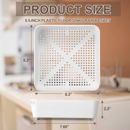 Tuanse 2 Pcs 8.5 x 8.5 x 2.5 Inch Floor Sink Drain Covers Commercial Plastic Floor Drain Strainer Plastic Drains Screen Basket Suitable for Commercial Kitchen Restaurant Diner Cafe